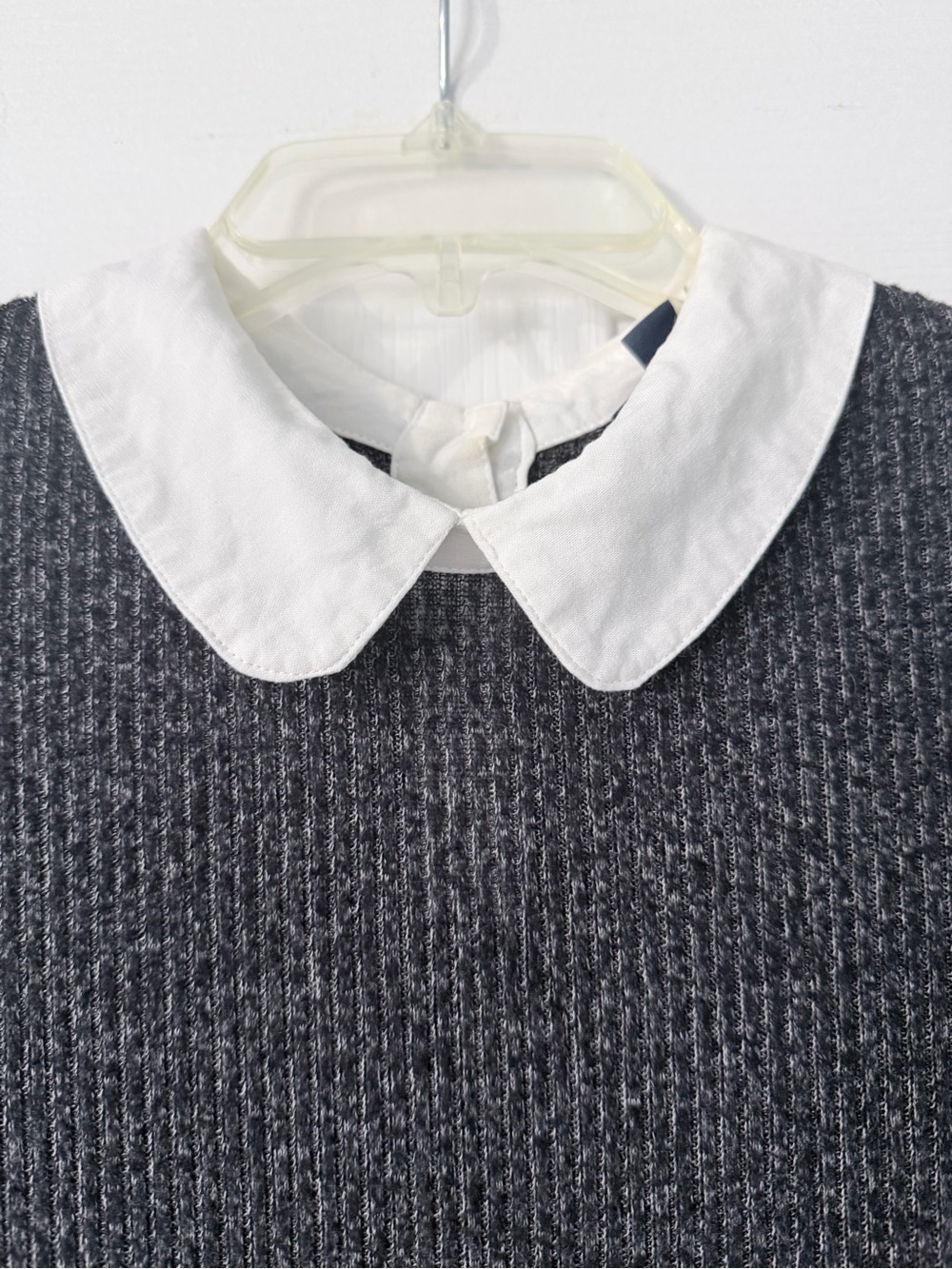 {ModCloth} Vintage Ultra-Soft Gray Knit Dress with White Peter Pan Collar - Picture 2 of 11